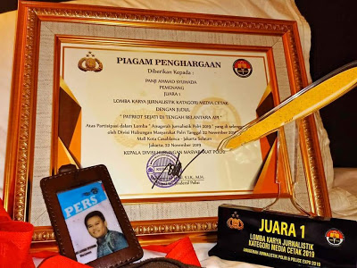 Terbaik I Anugerah Jurnalistik Polri Tahun 2019 Diraih Oleh Panji Ahmad Suhada
