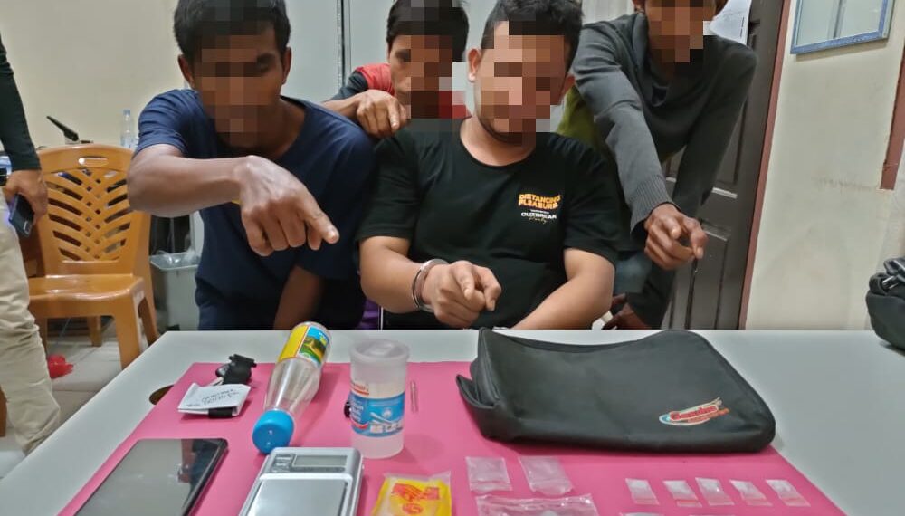 4 Orang Pengedar Shabu Ditangkap Resnarkoba Polres Kampar Diwilayah Tapung