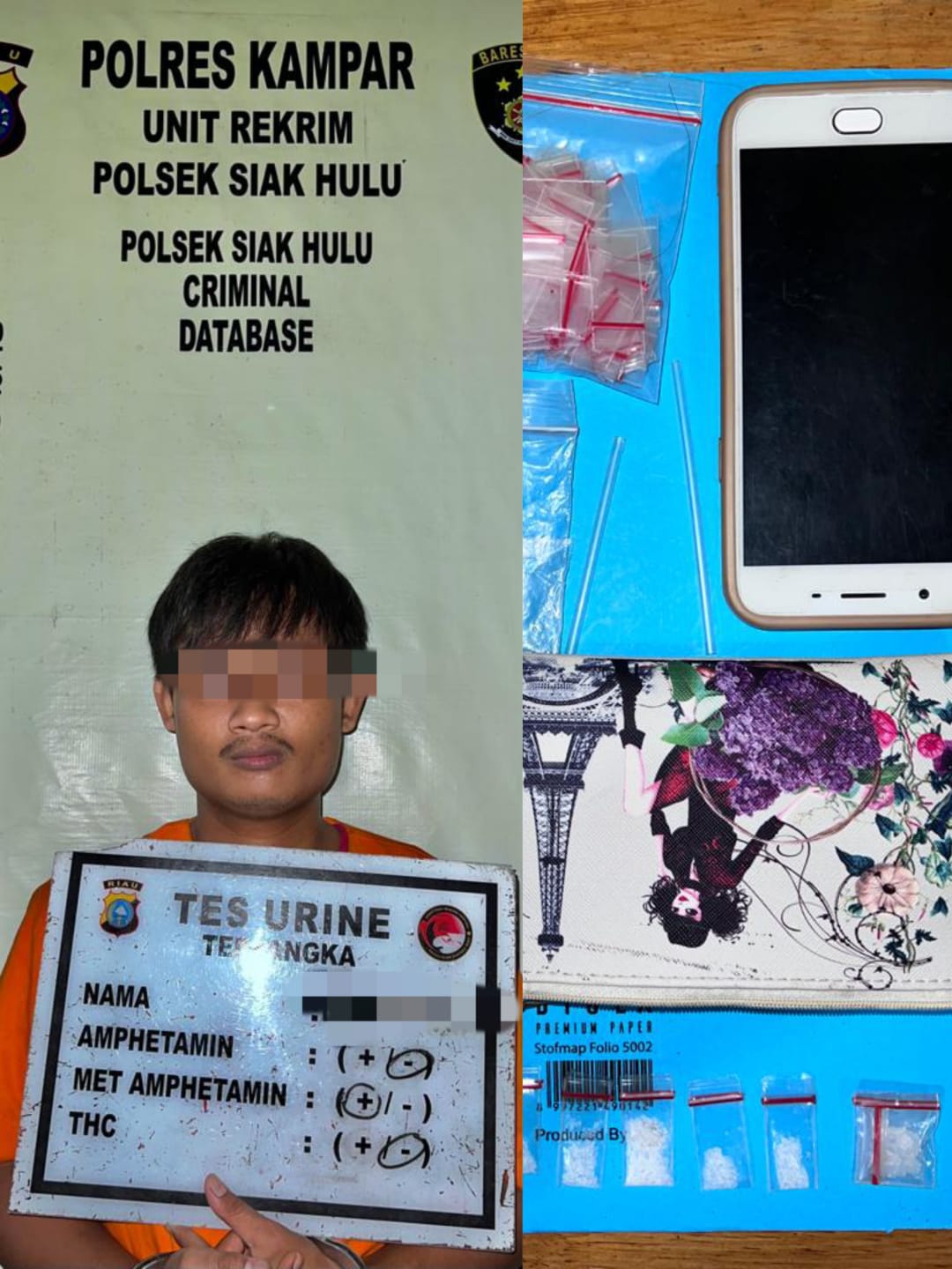 Rumah Pelaku Pengedar Penyalahgunaan Narkoba Digrebek Polsek Siak Hulu 