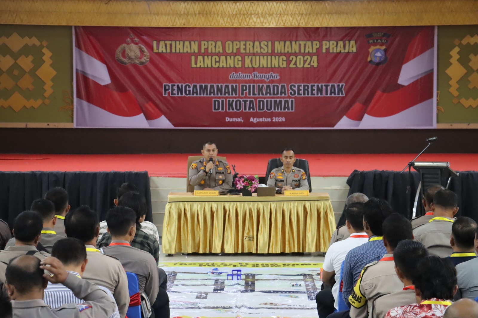 Polres Kota Dumai menggelar pelaksanaan Gladi Posko dan Tactical Floor Game dalam rangka Lat Pra OMP