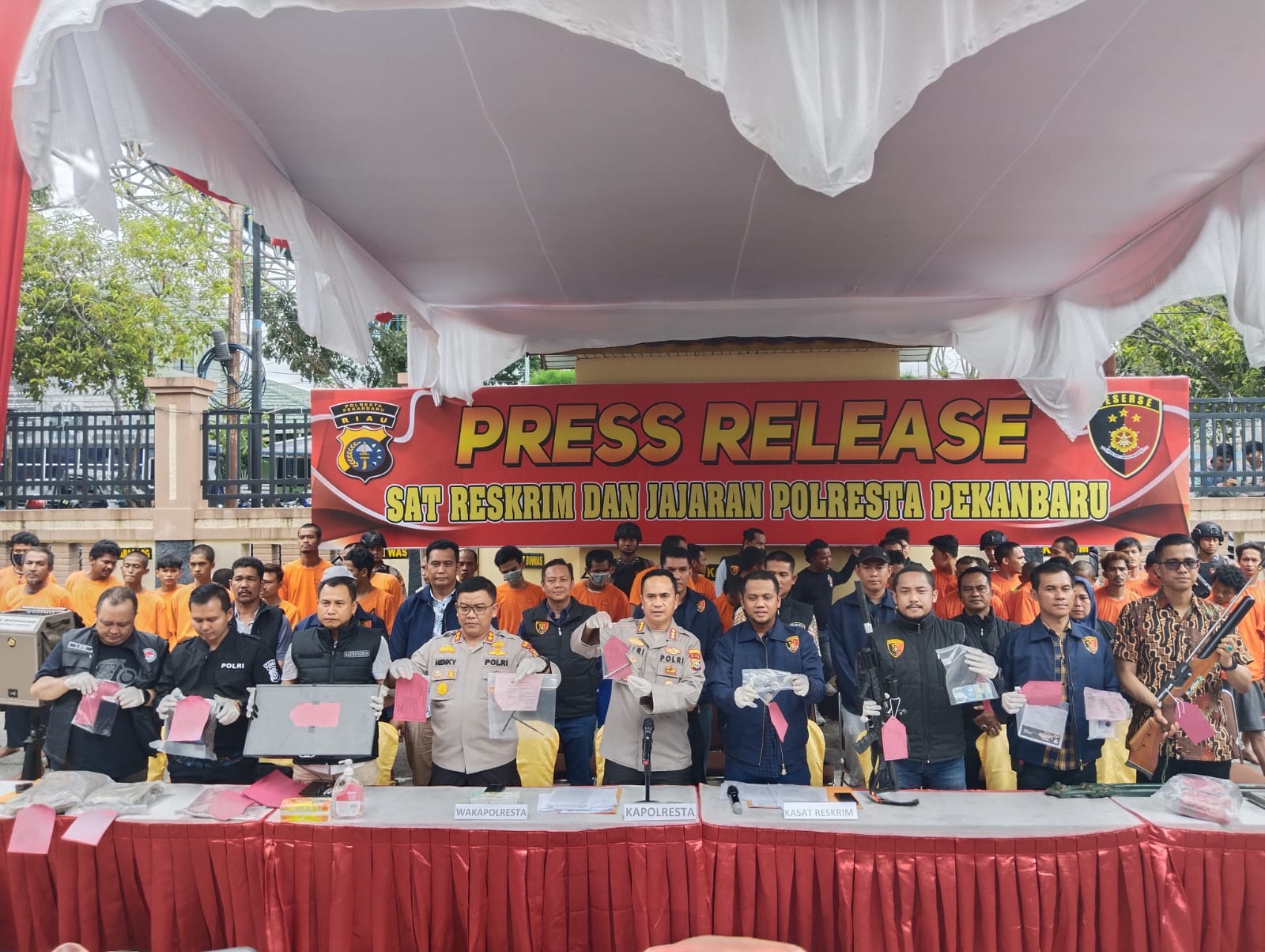 Amankan 51 Pelaku C3, Polresta Pekanbaru Sita 30 Sepeda Motor Curian 