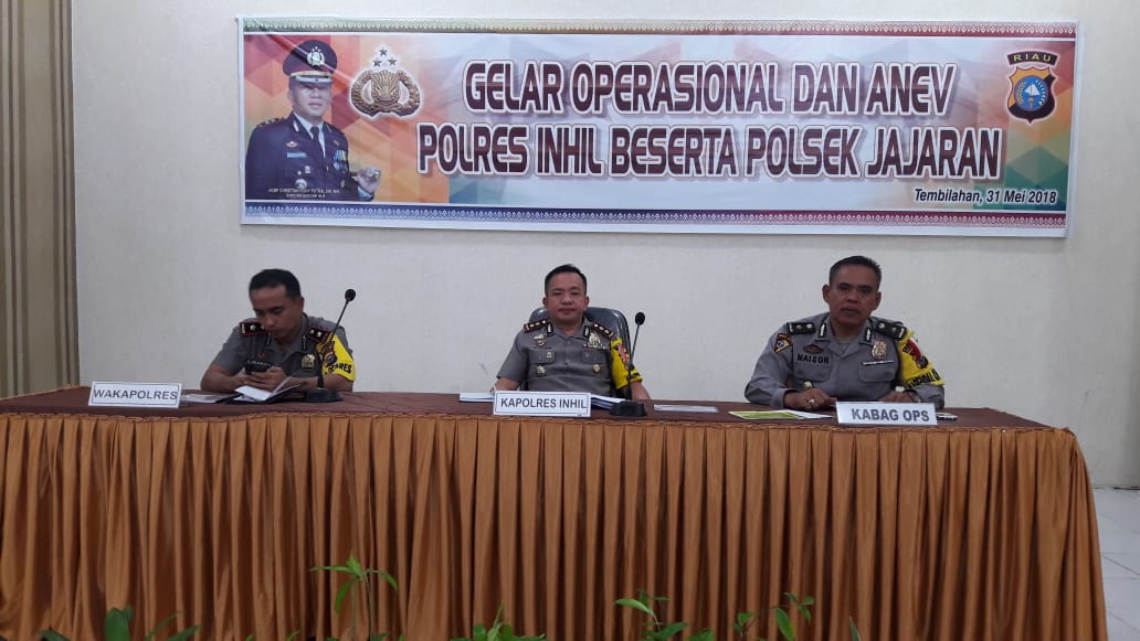 Gelar Operasional Dan Analisa Evaluasi Polres Inhil Beserta Polsek Jajaran Di Aula Bhakti