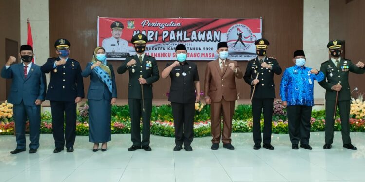 Upacara Hari Pahlawan Tingkat Kab. Kampar Dilaksanakan Secara Terbatas Mengikuti Protokol Kesehatan