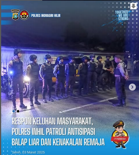 Berikan Rasa Aman dan Nyaman Kepada Masyarakat, Polres Inhil Laksanakan Patroli