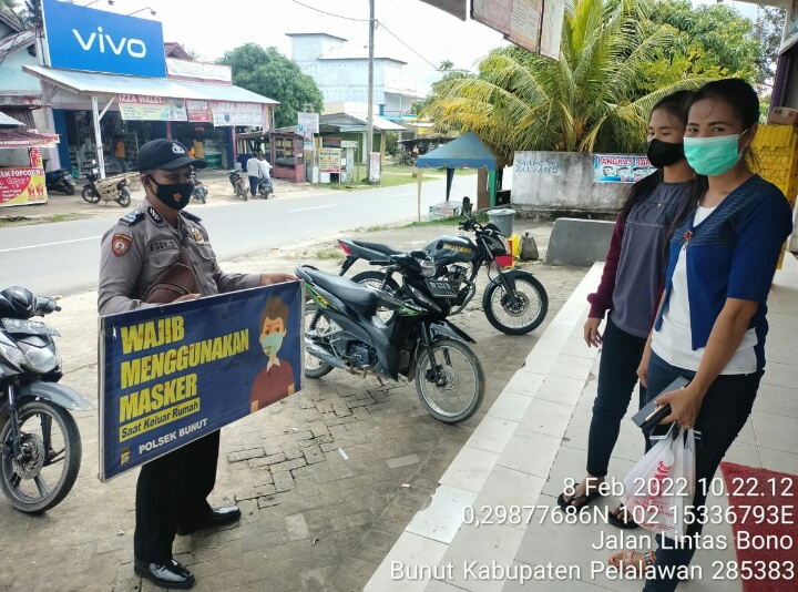  Operasi Yustisi,Polsek Bunut Akan Memberikan Teguran Lisan dan Tulisan Bagi Yang Tidak Pakai Masker