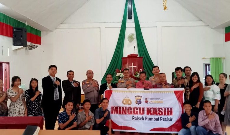 Polresta Pekanbaru dan Polsek Rumbai Pesisir Gelar Minggu Kasih Bersama Jemaat Gereja GKPI