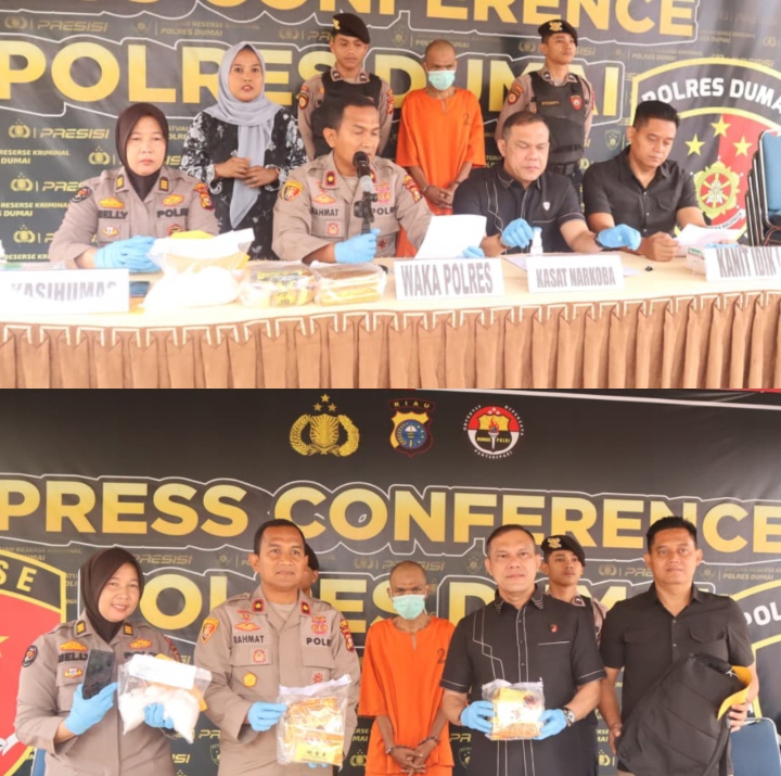 Polres Dumai Gelar Konferensi Pers Ungkap Penyitaan Narkotika Jenis Shabu Seberat 3.118,53 Gram