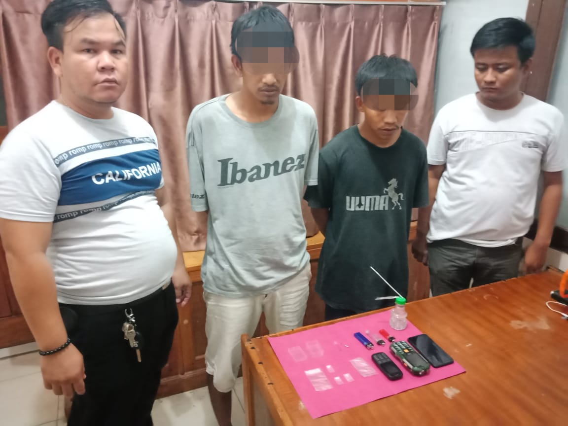 Tim Opsnal Polsek Kampar Kiri Hilir Ringkus 2 Pelaku Narkoba di Sebuah Ruko di Desa Simalinyang
