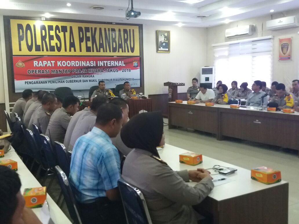 Wakapolresta Pekanbaru Pimpin Kegiatan Rapat Internal Ops Mantap Praja Muara Takus 2018